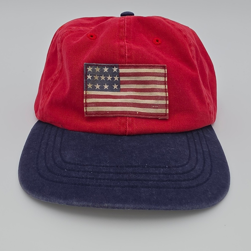 Polo Ralph Lauren USA American Flag Hat Red Navy Blue Adjustable Strapback Cap